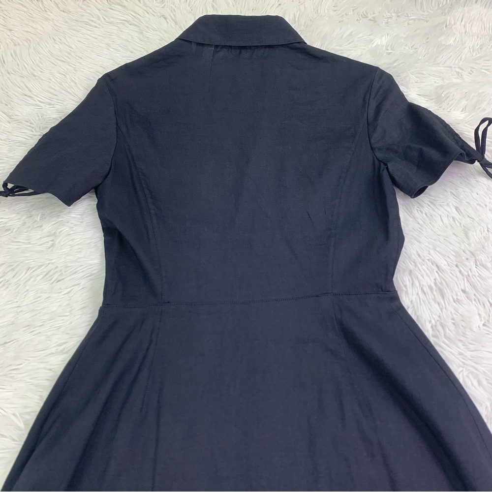 Theory short sleeve linen blend shirt Dress‎ in black button front - Picture 13 of 14